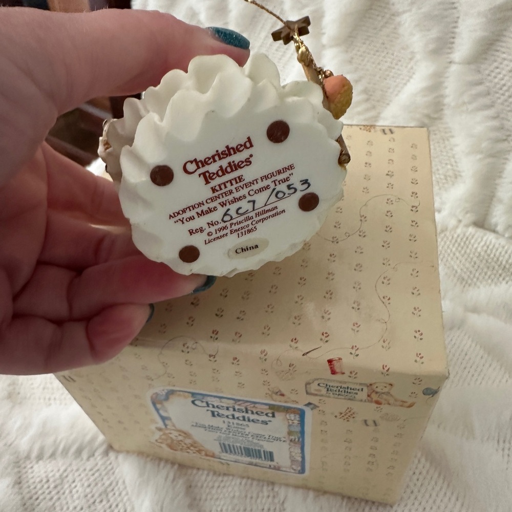 Cherished Teddies Kittie Fairy God Mother Figurine Enesco 1996 Wishes Come True - Picture 2 of 2